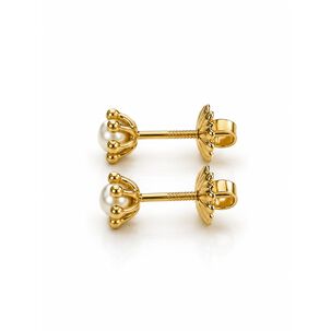 Aros Perla Cultivada Pistilo 3mm N1 Oro 18k 0.95gr Mujer Dorado