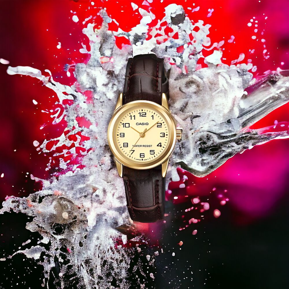 Reloj Casio De Mujer Cuero Ltp-v001gl-9budf Golden Edition image number 4.0