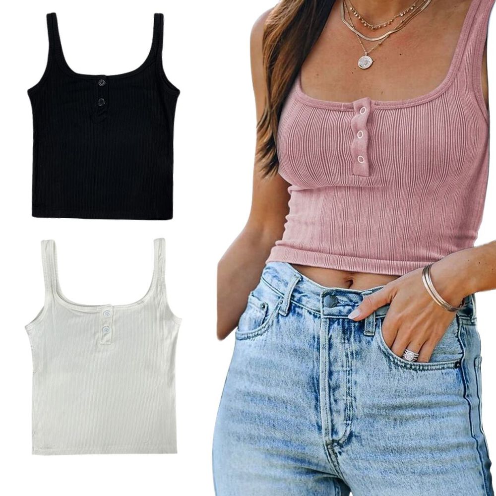 Pack 6 Poleras Mujer Sin Mangas Con Botones Algodón Colores Surtidos image number 0.0