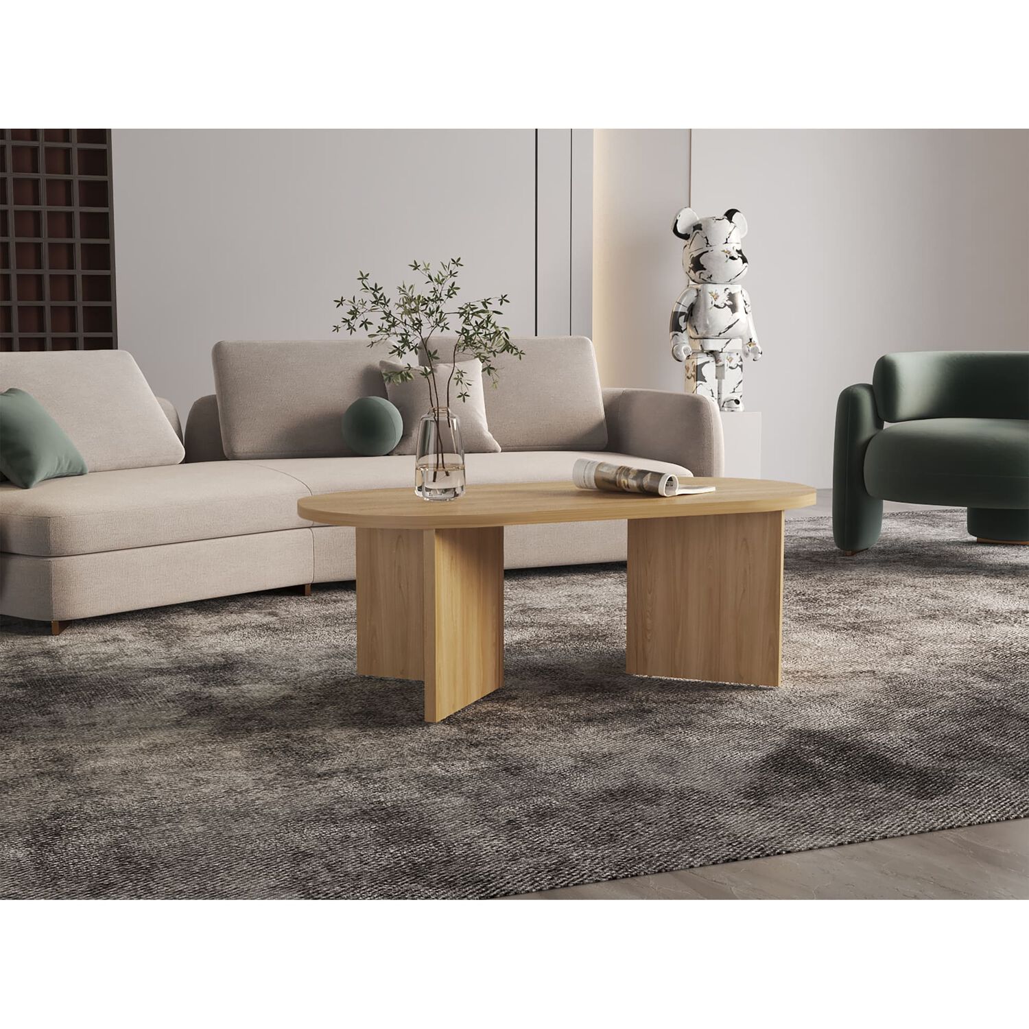 Mesa De Centro Moderna Fm 42,2x120,2x52,7 Cm Caf&eacute; Claro image number 4.0