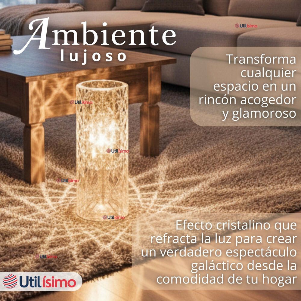 L&aacute;mpara Cristal T&aacute;ctil Usb Transparente Para Mesa image number 6.0