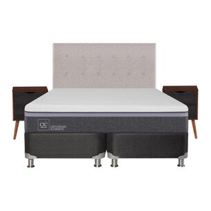 Box Spring Cic Ortopedic / 2 Plazas / Base Dividida  + Set De Maderas