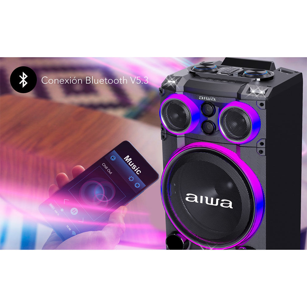 Parlante Bluetooth Torre Karaoke Aiwa 4000w Tws Aw-poc15 Negro image number 3.0