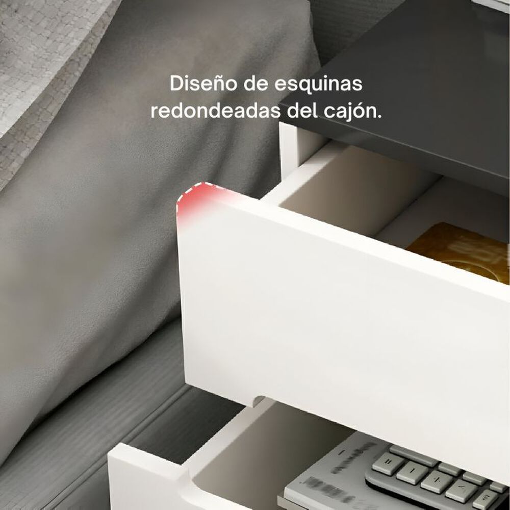 Velador 3 Cajones 40x41x59 Dormitorio Sala De Estar Blanco image number 4.0