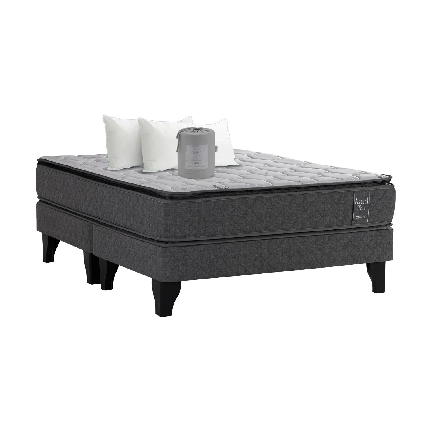 Cama Europea Celta Astral / 2 Plazas / Base Dividida + Juego De S&aacute;banas image number 0.0
