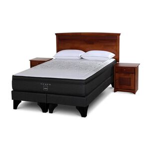 Cama Europea Rosen Tempo / 2 Plazas / Base Dividida + Set De Maderas Veneto +Almohada Extra