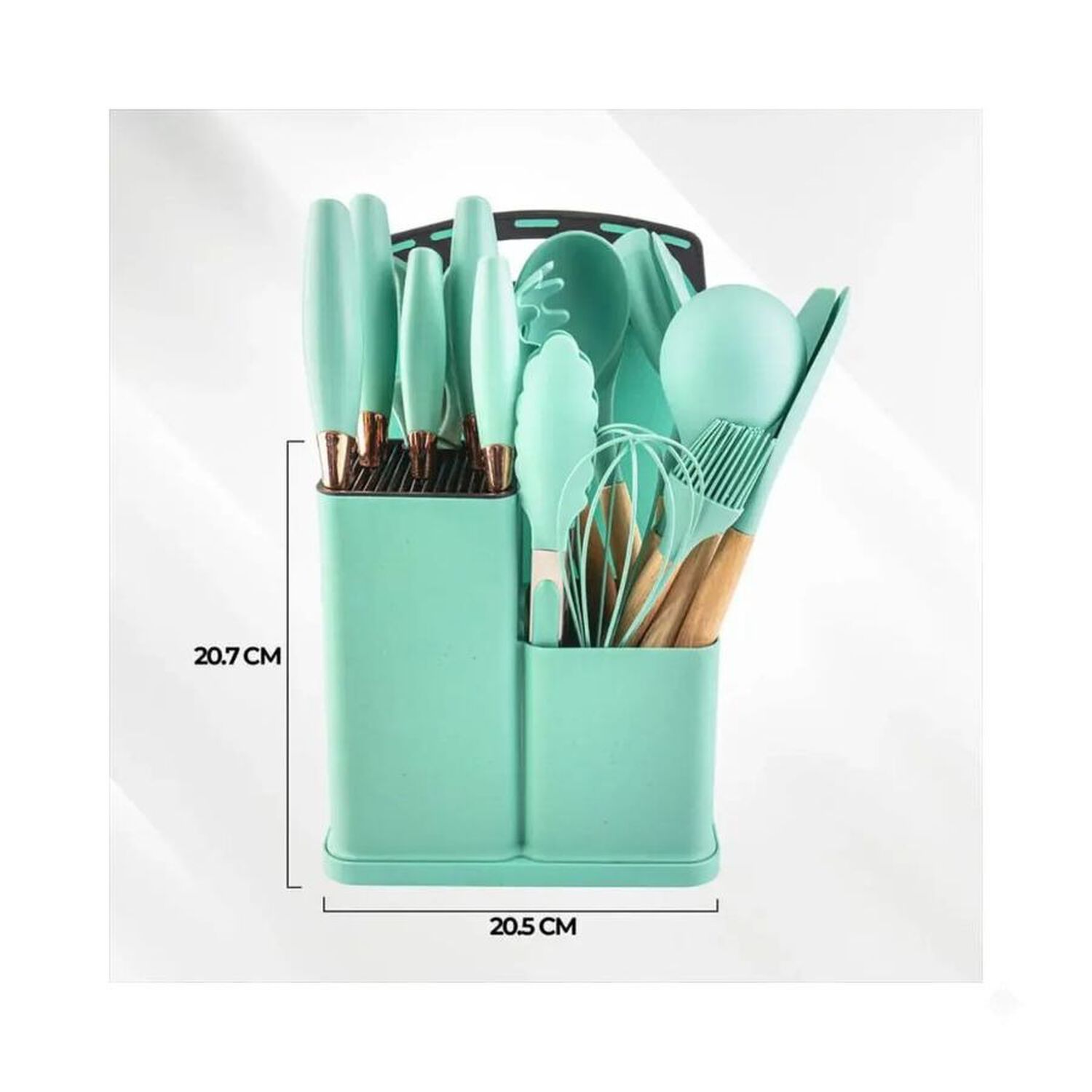 Set 19 Utensilios Juego De Cocina Silicona Antiadherentes Verde Claro image number 1.0