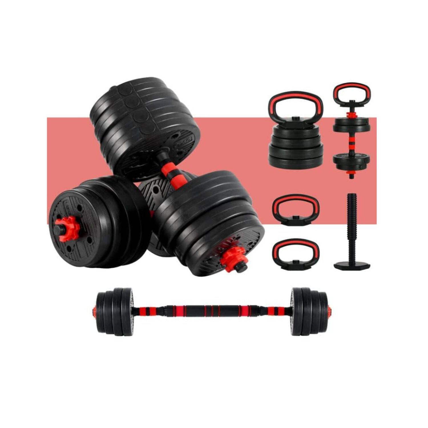 Set Mancuernas Y Barra Ajustable 30 Kg Entrenamiento Fitness image number 4.0