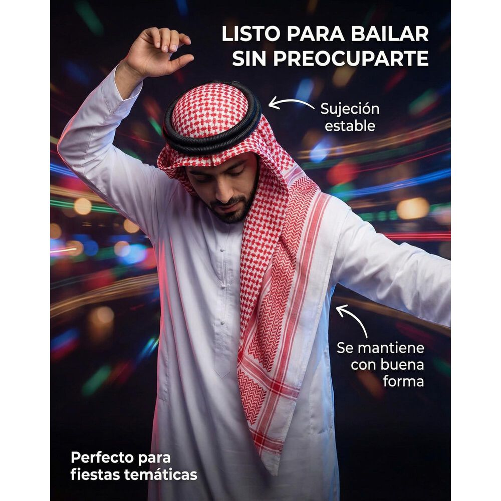 Pa&ntilde;uelo &Aacute;rabe Keffiyeh Con Cintillo Agal Tradicional Disfraz image number 14.0