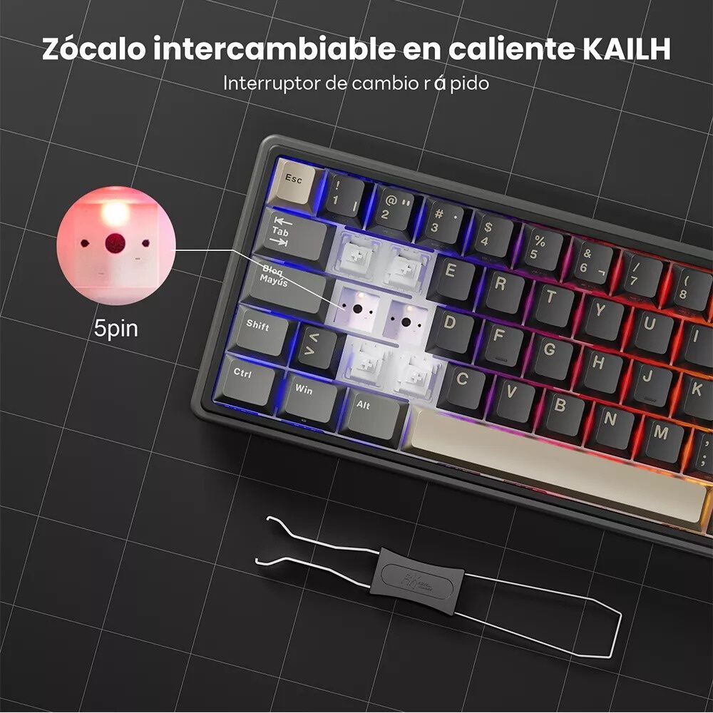 Teclado Mec&aacute;nico Rk R65 65% Gasket Mount - Royal Kludge image number 4.0