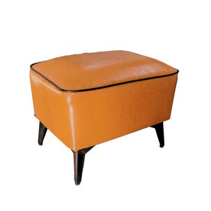 Taburete Reposapi&eacute;s Otomano Rectangular Eco Cuero Caramelo
