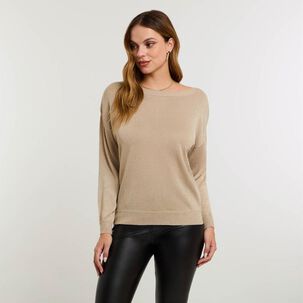 Sweater Lurex Manga Larga Cuello Redondo Mujer Kimera