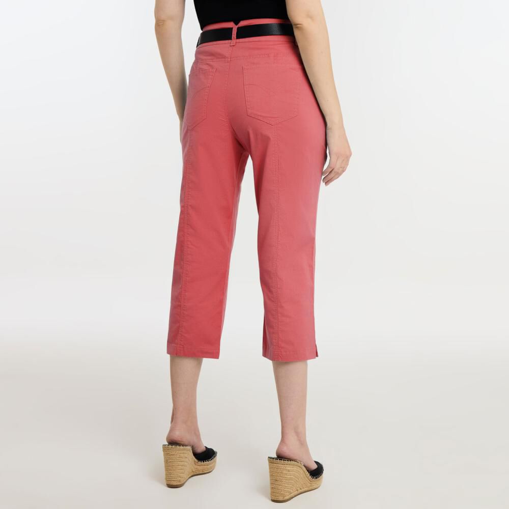 Bermuda Pescador Liso Con Cintur&oacute;n Tiro Medio Regular Mujer Geeps image number 2.0