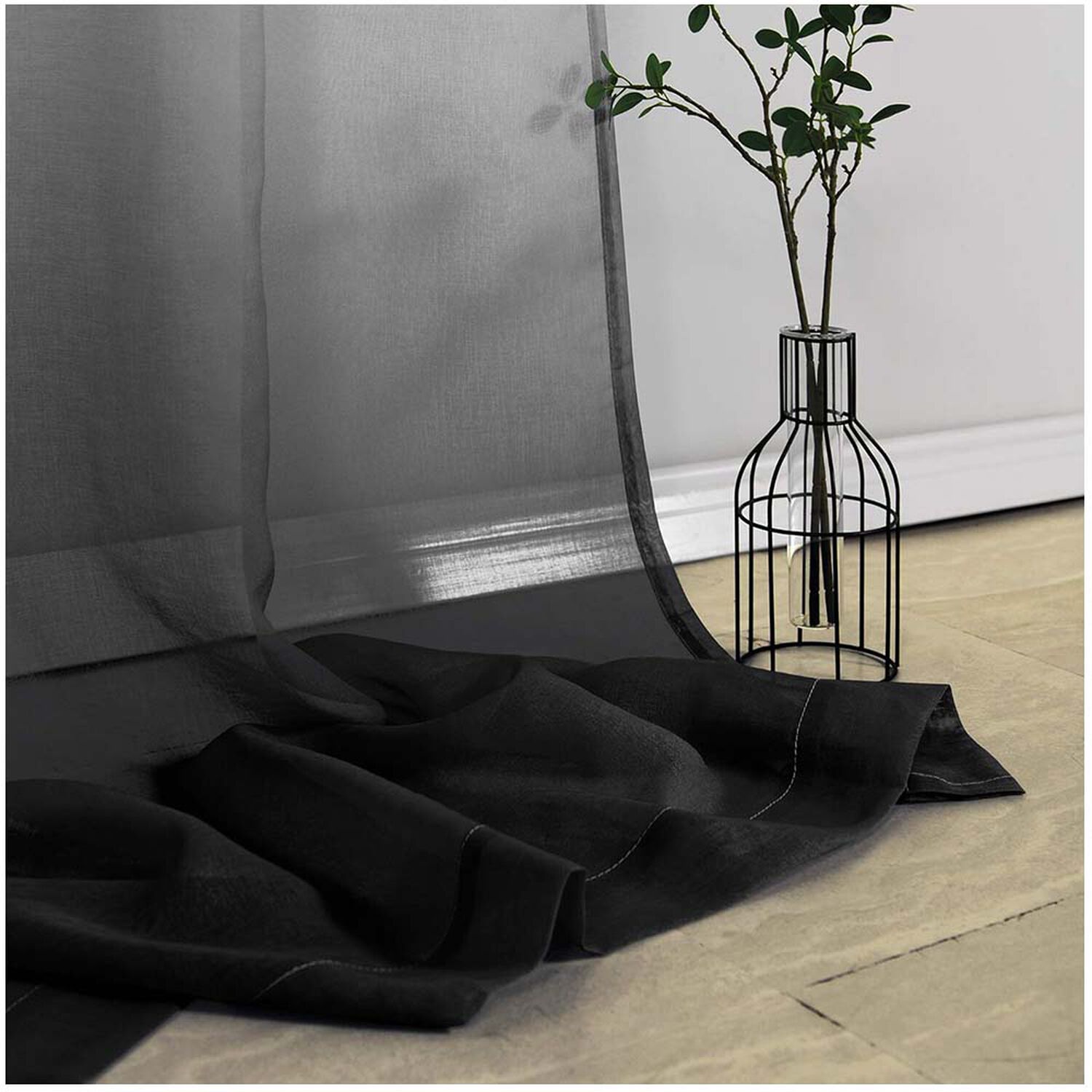 Pack De Visillo Degrade 140x220 Cm Negro image number 2.0