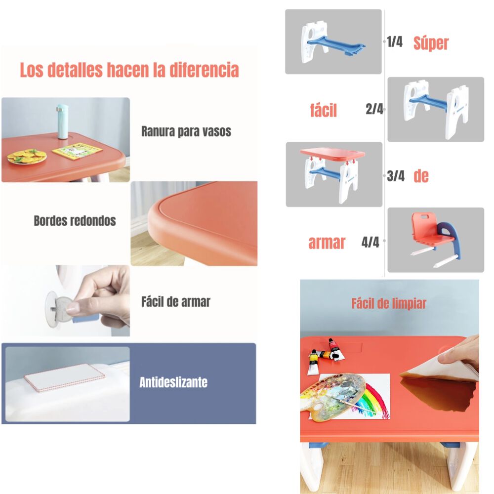 Mesa Con Silla Montessori Para Niños 4 En 1 By Lubabycas image number 5.0