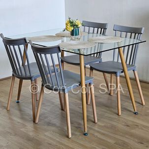 Comedor Vidrio Templado 120x80cms + 4 Sillas Windsor