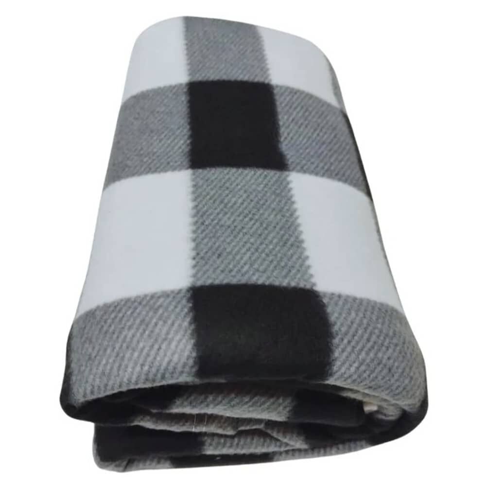 Frazada De Polar 2plazas 200x230cm Manta Estampada. Blanco Y Negro image number 0.0