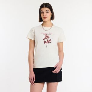 Polera Print Rosas Manga Corta Cuello Redondo Mujer Rolly Go