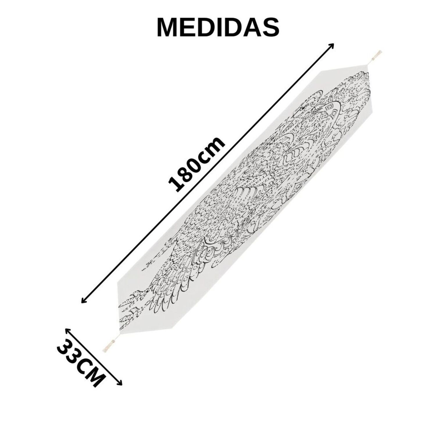 Camino De Mesa Bordado Medida 33x180cm Corredor De Mesa Con Flecos Cmb-7 image number 2.0