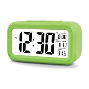 Reloj Despertador Digital Luz Lcd Temperatura Verde