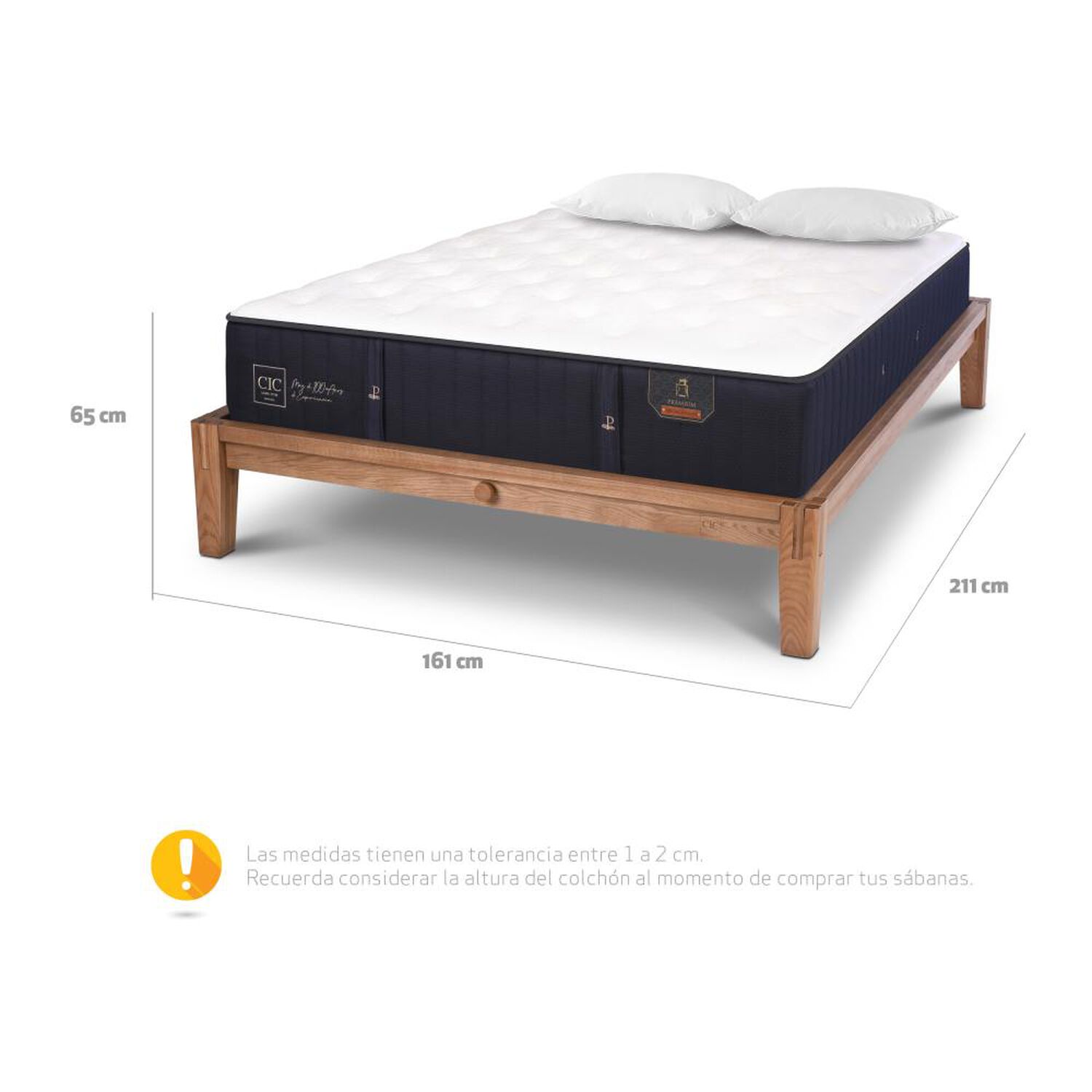 Cama Europea Cic Premium / 2 Plazas / Base Normal + Almohadas image number 5.0