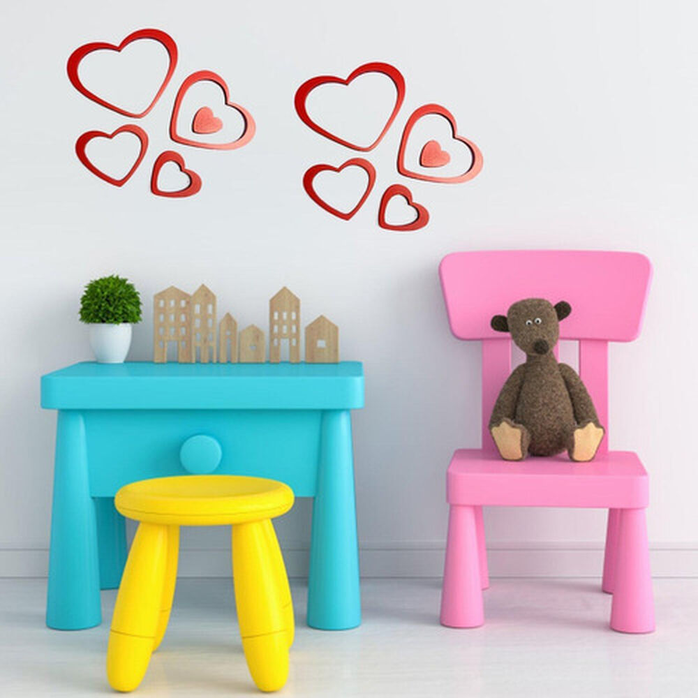 Stickers De Madera Para Muro Corazones Rojos image number 1.0