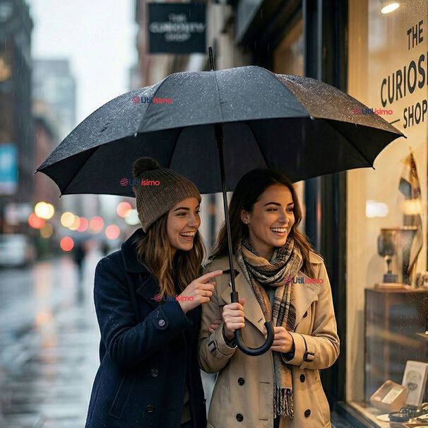Paraguas Mate Grande 92,5 Cm Sombrilla Autom&aacute;tica Mango Largo Negro