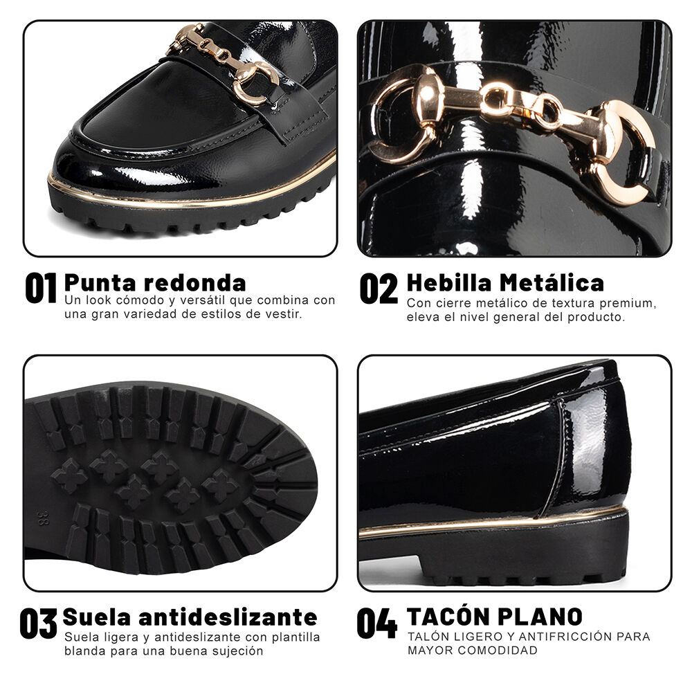 Mocasin Casual Mujer Vintage Clasico Charol Weide Jn712 image number 8.0