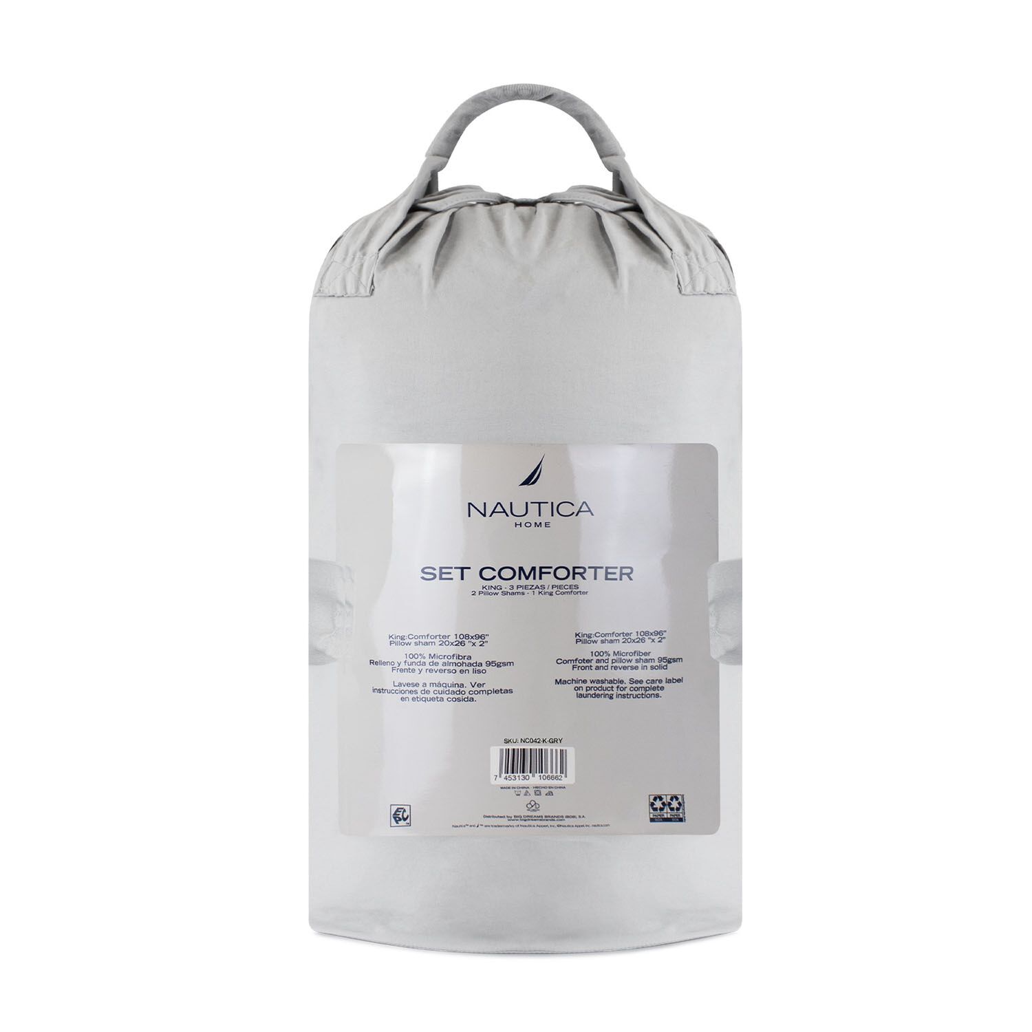 Cubrecama King Mcrofibra + Fundas Nautica Home Gris image number 4.0