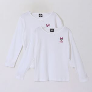 Bipack Camiseta Escolar Ni&ntilde;a Manga Larga Blanco Minnie