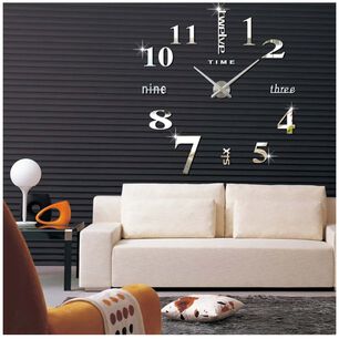 Reloj De Pared Con Pegatinas De Espejo Acr&iacute;lico Dorado15