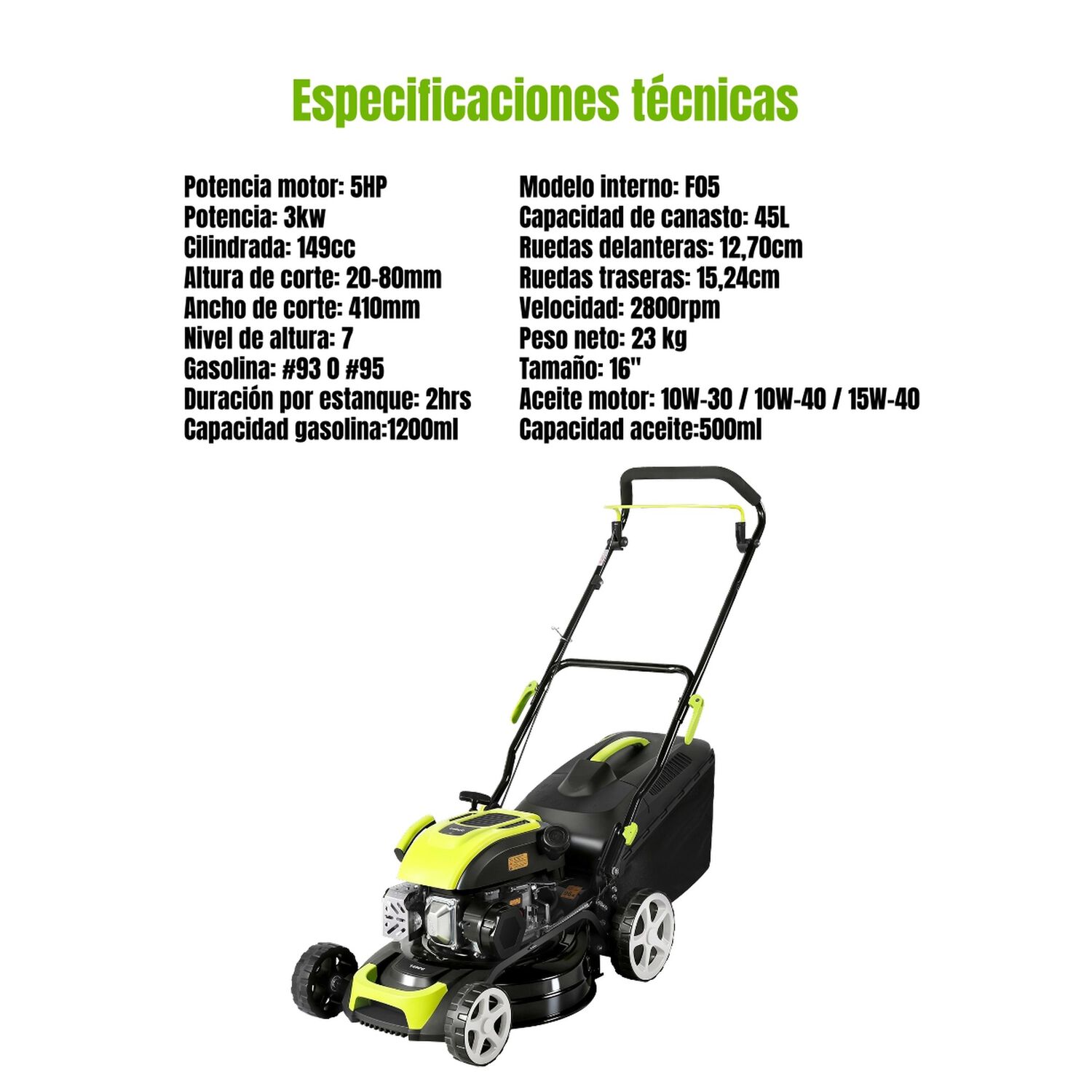 Cortadora De Pasto A Gasolina 16" 5hp 41cm 149cc F05 image number 3.0