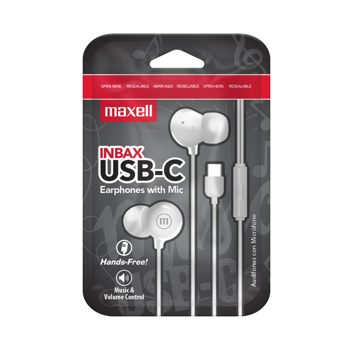 Aud&iacute;fonos Maxell In-bax Con Micr&oacute;fono In Ear Tipo C Blanco image number 2.0