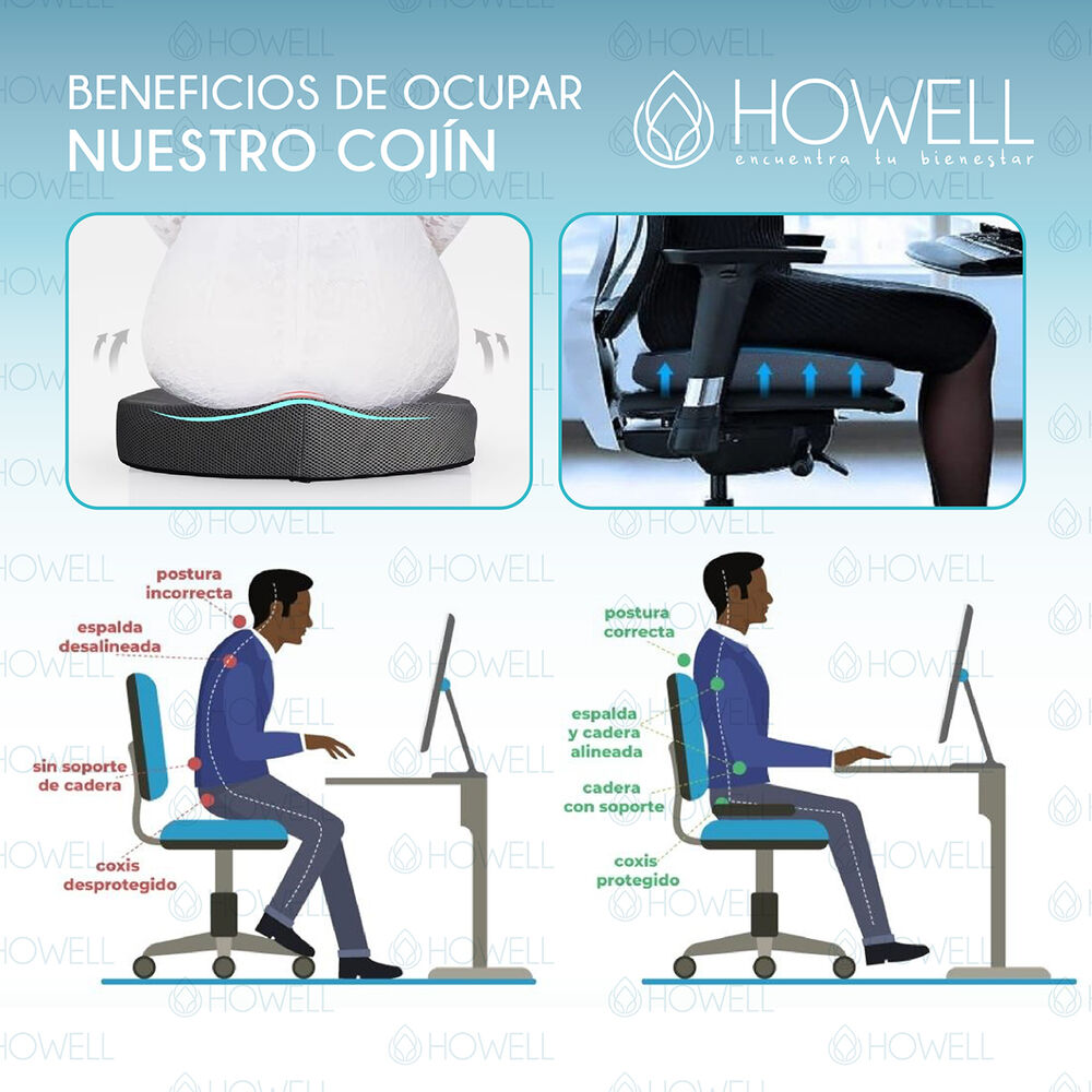 Cojín Ortopédico De Asiento Lumbar Howell Antideslizante image number 7.0