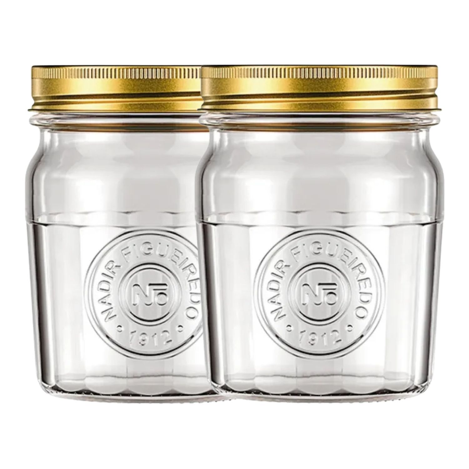Set 2 Frascos Americano Vintage Vidrio 500ml Tapa Dorada image number 0.0