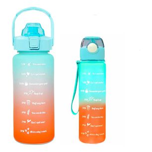 Botellas De Agua Motivacionales 2l Y 900ml Turquesa Naranja