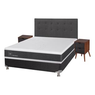 Box Spring Cic Ortopedic / 2 Plazas / Base Normal  + Set De Maderas