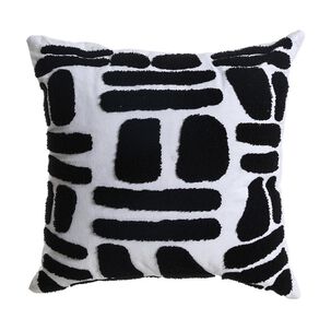 Cojin Blanco Con Dise&ntilde;o Negro Az Home / 40x40 Cm