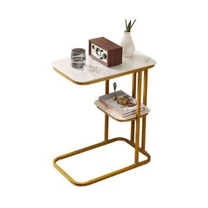 Mesa Auxiliar Mesa De T&eacute; Dos Niveles Para Sala Sofa Y Cama Blanco