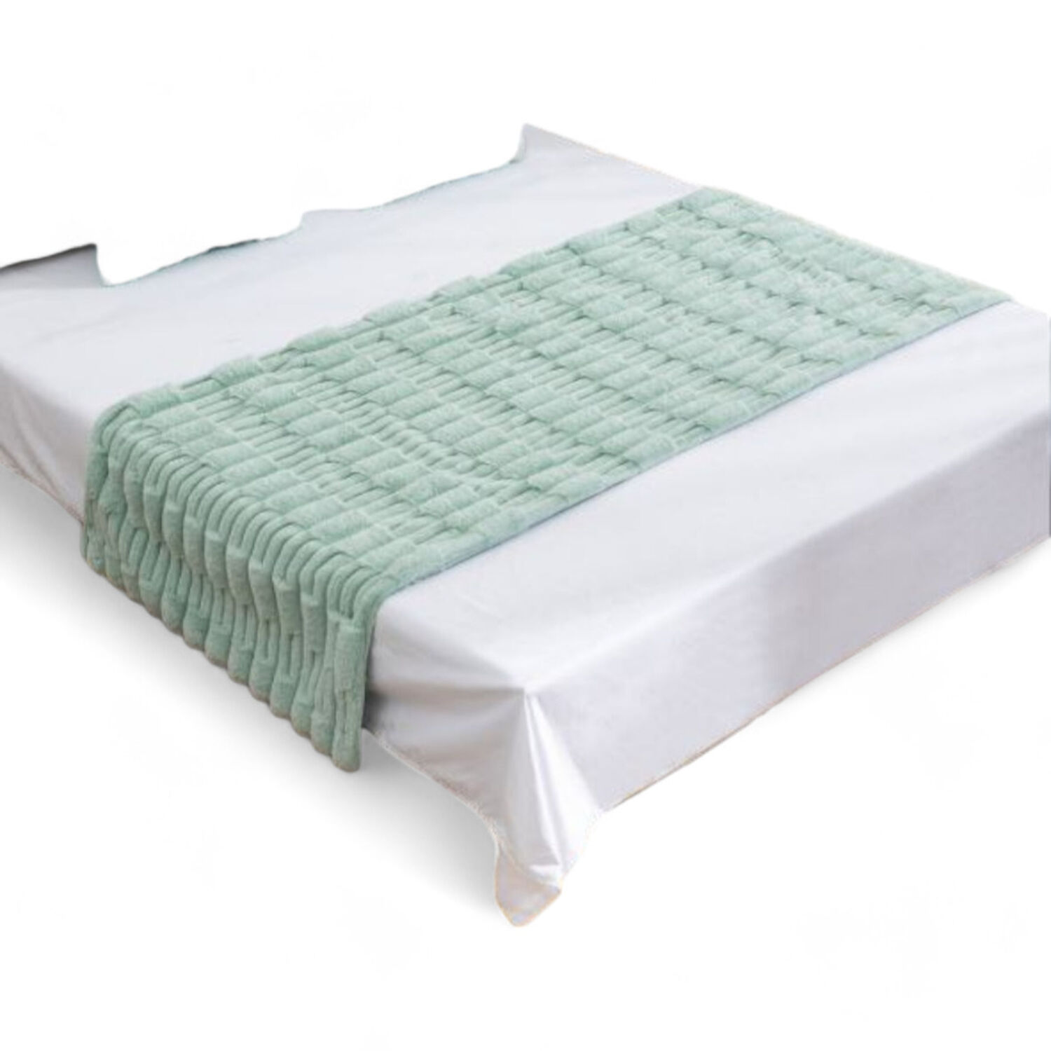 Piecera Pie De Cama Texturizada Peludita De 2 Plazas O King Medida 70cm X 210cm Color Menta image number 0.0