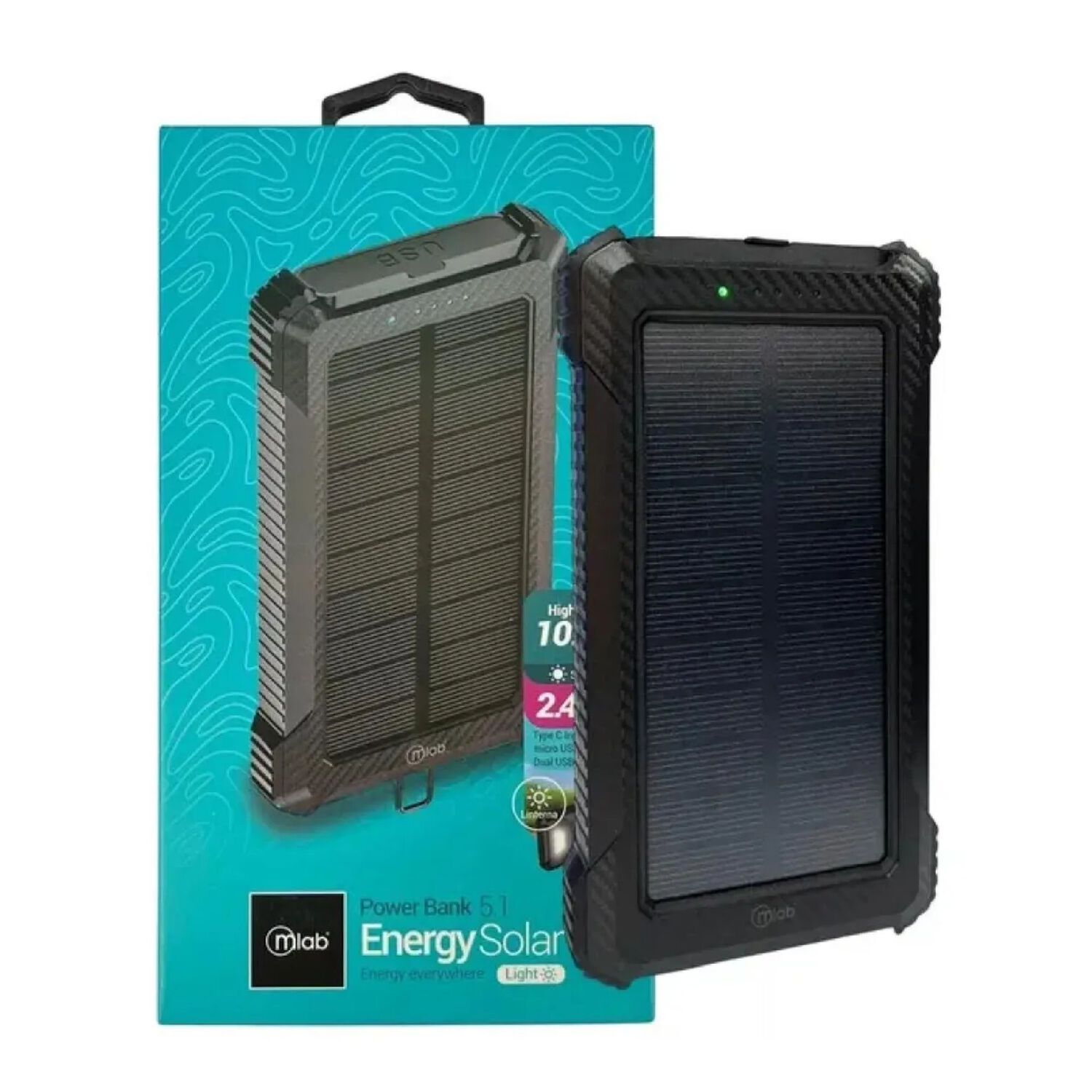 Power Bank Mlab Solar 10000 Mah 4 Cables Con Pantalla Rapida 22.5w. image number 2.0