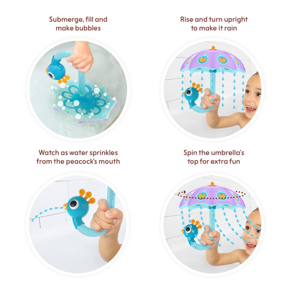 Juego De Ba&ntilde;o Paraguas Pavo Real Purpura Infantil Beb&eacute; Ni&ntilde;o Ni&ntilde;a Tina Yookidoo image number 4.0