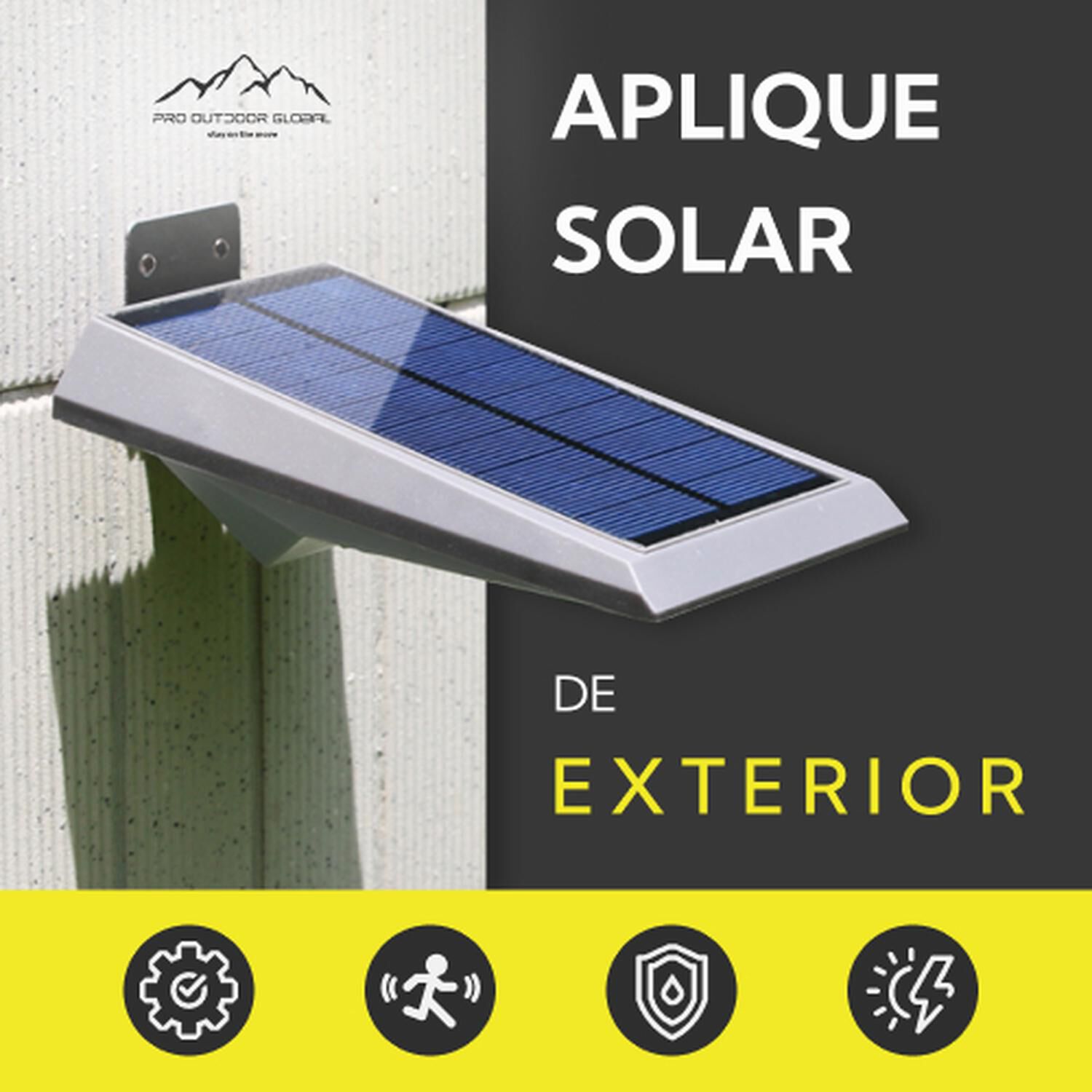 Pack 4 Aplique Solar Contra Agua Ultra Plano Con Sensor De Movimiento image number 1.0