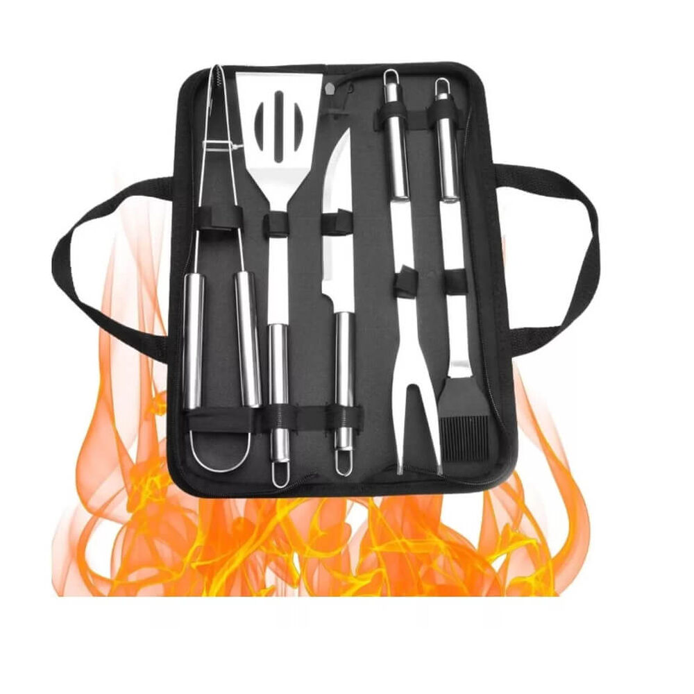 Set 5 Utensilios Profesional Acero Inox Para Asado + Estuche image number 7.0