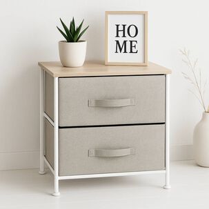 Velador Con Cajones De Tela - Gris