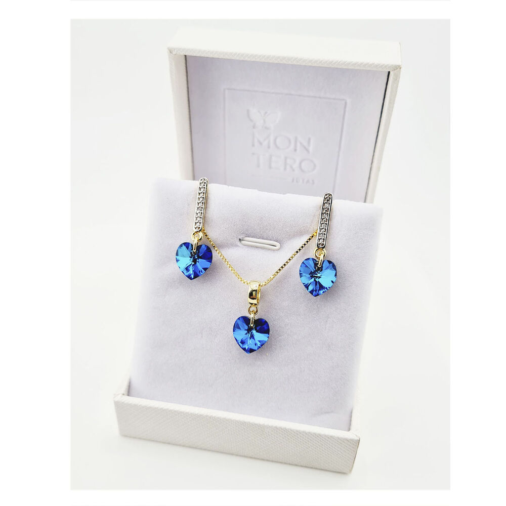 Conjunto Romance Gold Cristales Genuinos Bermuda Blue image number 2.0