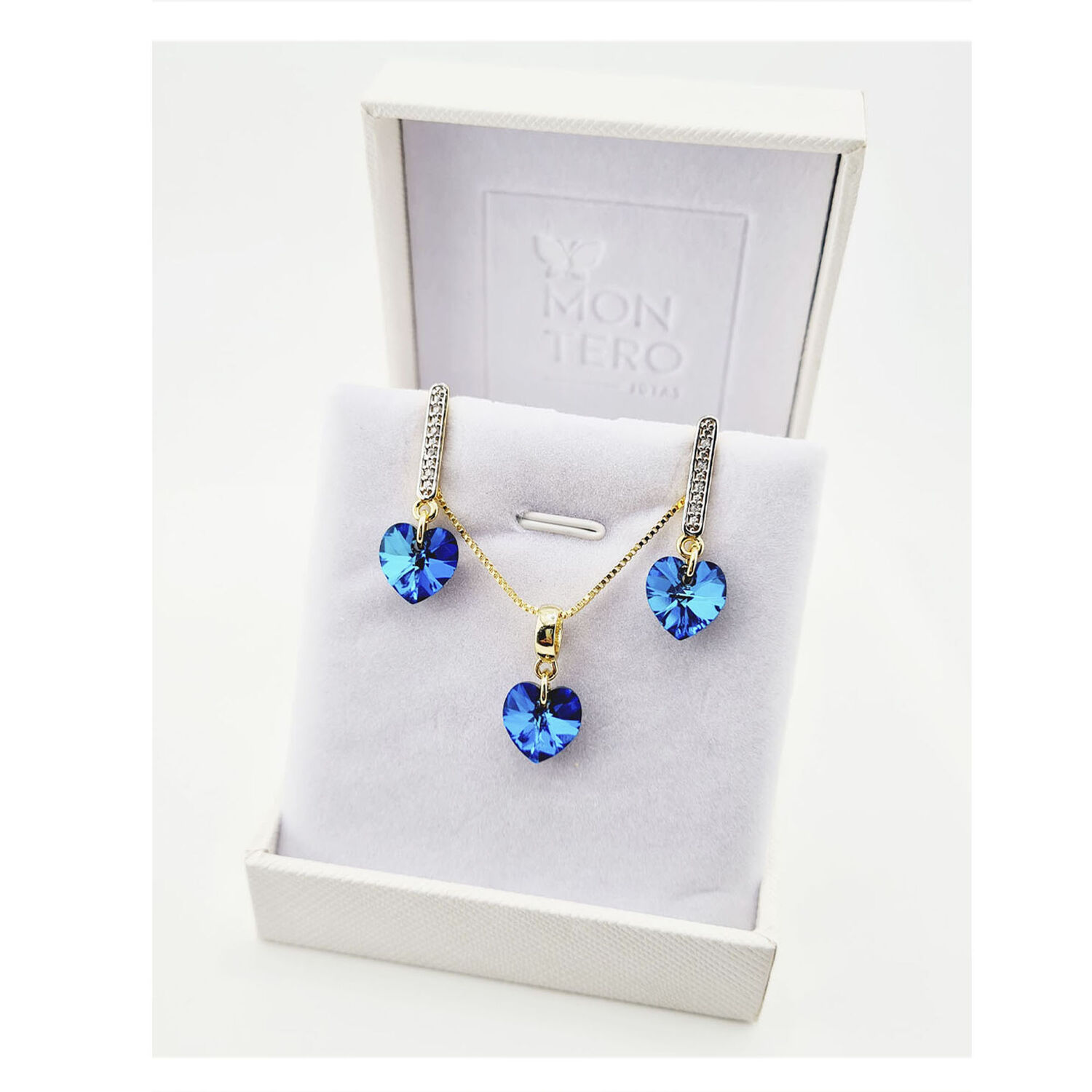 Conjunto Romance Gold Cristales Genuinos Bermuda Blue image number 2.0