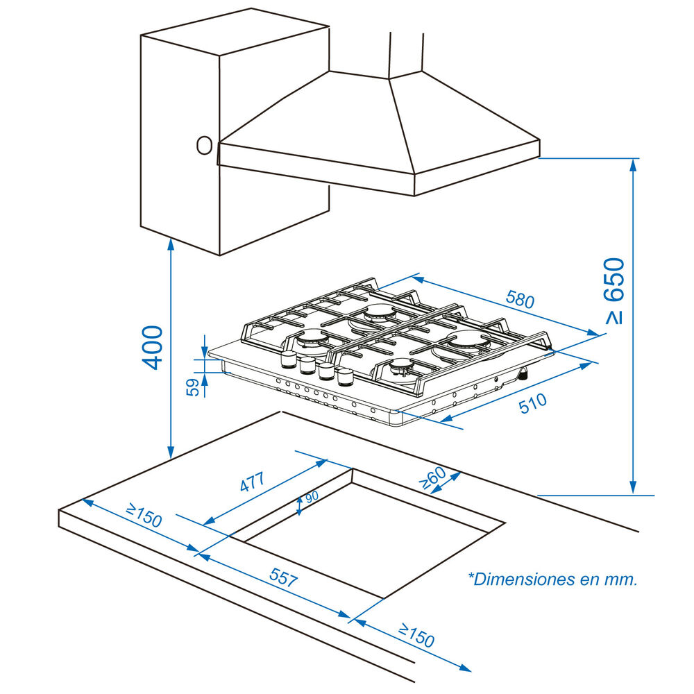 Encimera A Gas Groner Vitro 4q image number 3.0