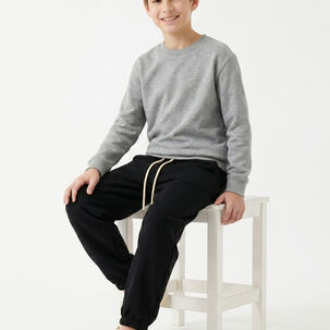Pantalon Buzo Ni&ntilde;o Algod N Jogger Negro Con Pu&ntilde;o Escolar