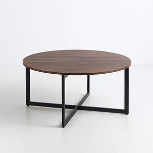 Mesa De Centro 80cm Redonda - Madera Oscura Walnut